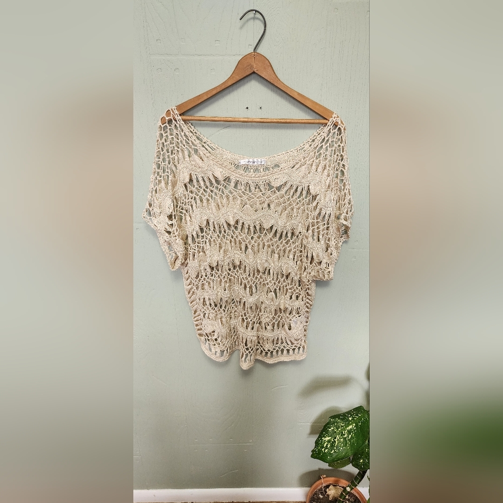 Beige Crochet Knit Top